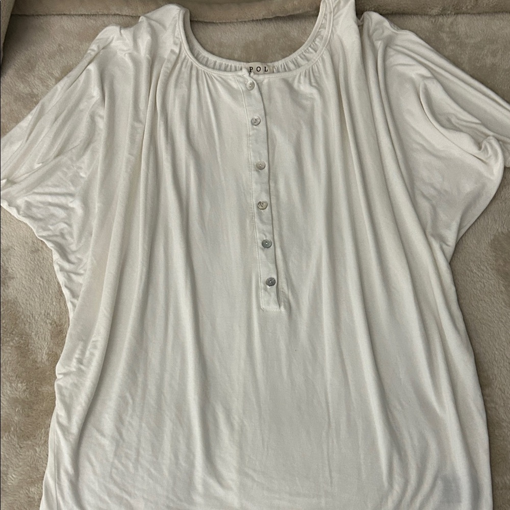 POL Cream Button-Down Blouse